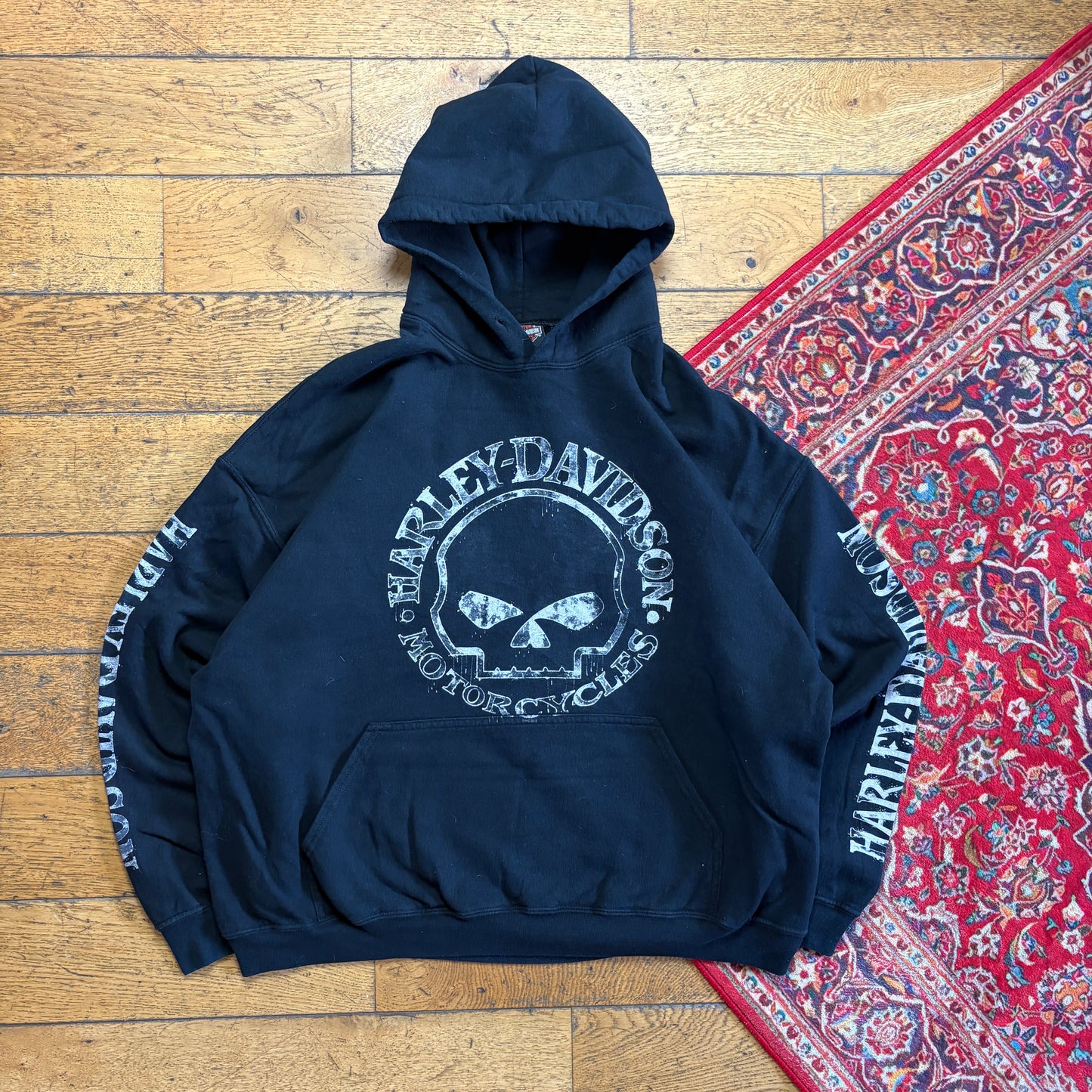 Vintage Harley Davidson Black Hoodie Sweatshirt - 2XL