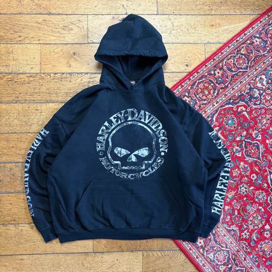 Vintage Harley Davidson Black Hoodie Sweatshirt - 2XL