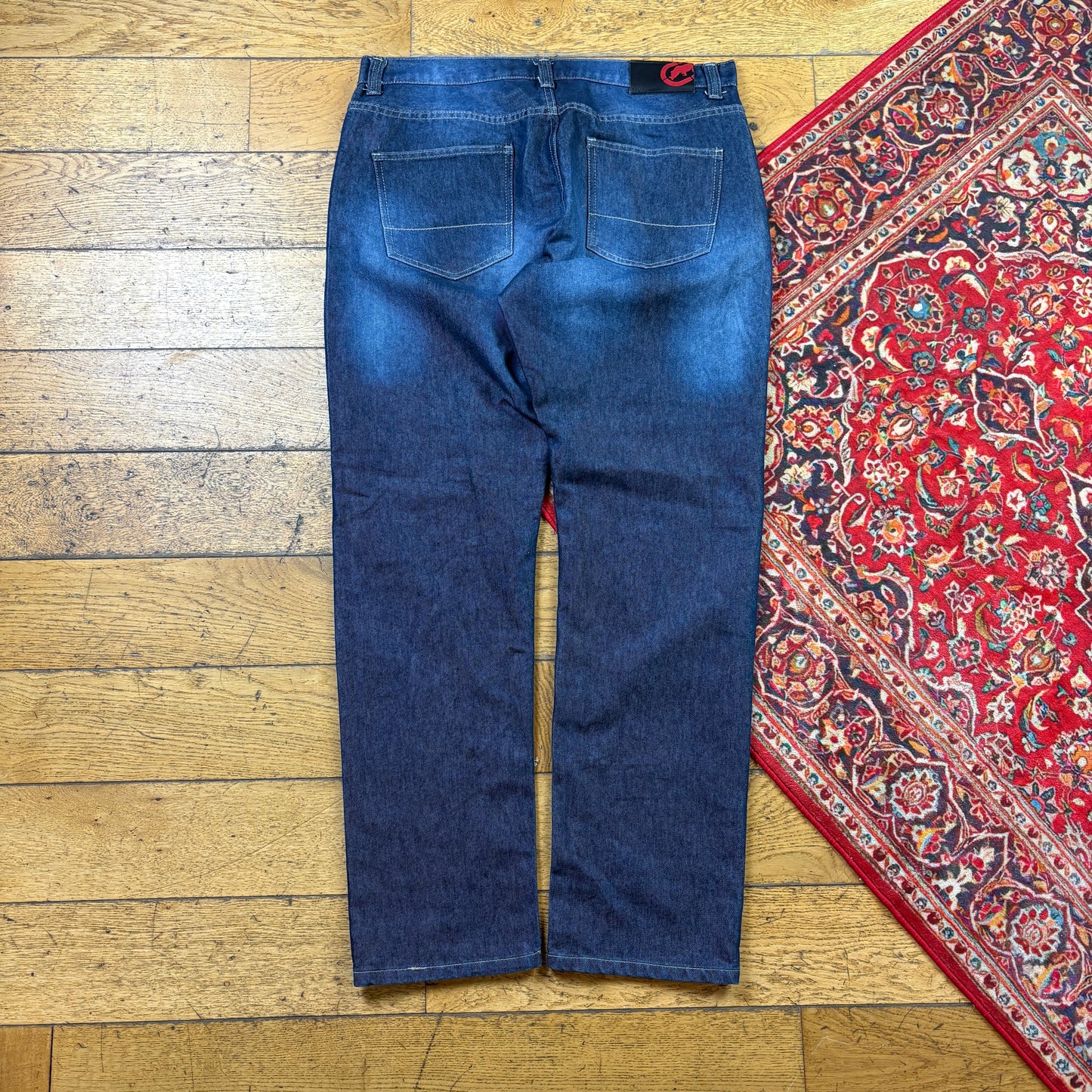 Vintage Ecko Unltd Blue Embroidered Y2K Hip Hop Straight Jeans - 36