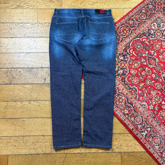 Vintage Ecko Unltd Blue Embroidered Y2K Hip Hop Straight Jeans - 36
