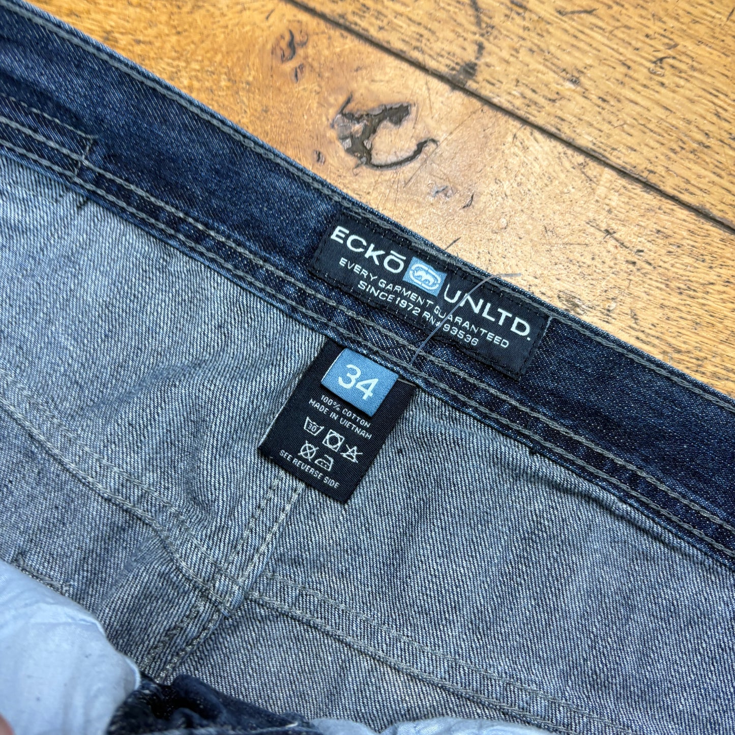 Vintage Ecko Unltd Blue Embroidered Y2K Hip Hop Baggy Jeans - 36