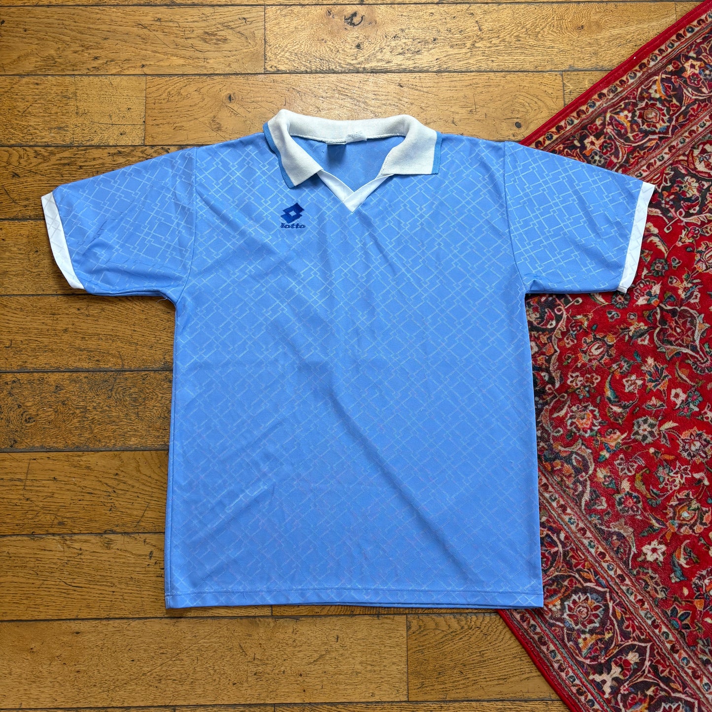 Vintage Lotto Football Blue Polo Shirt - M