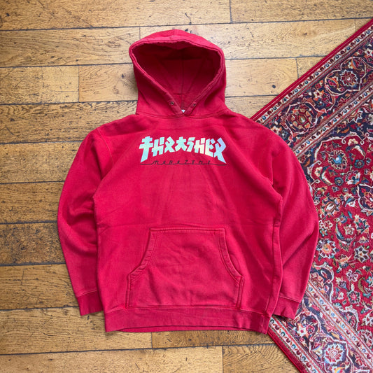 Vintage Thrasher Red Skate Hoodie Sweatshirt - L