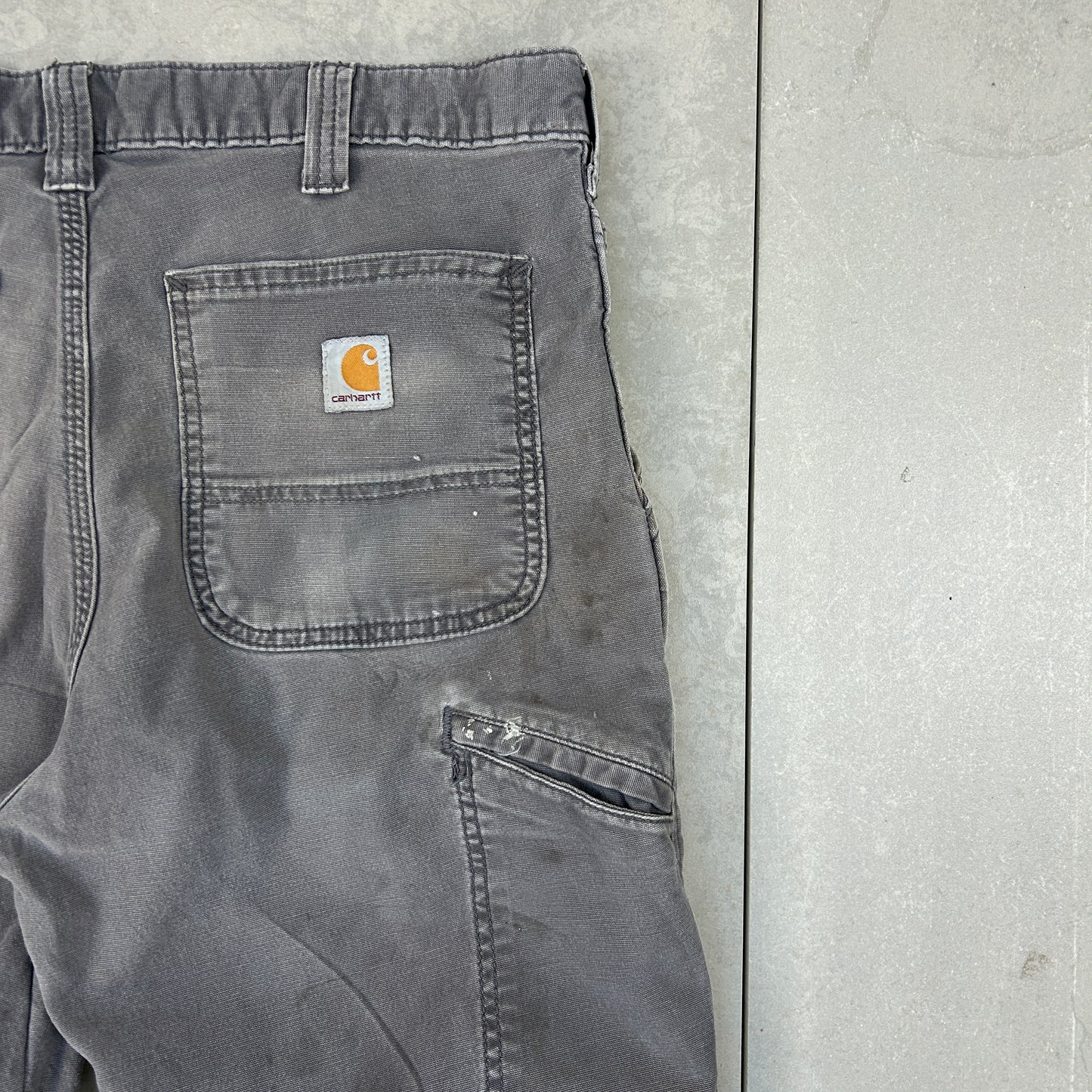 Vintage Carhartt Grey Workwear Carpenter Straight Trousers - 34