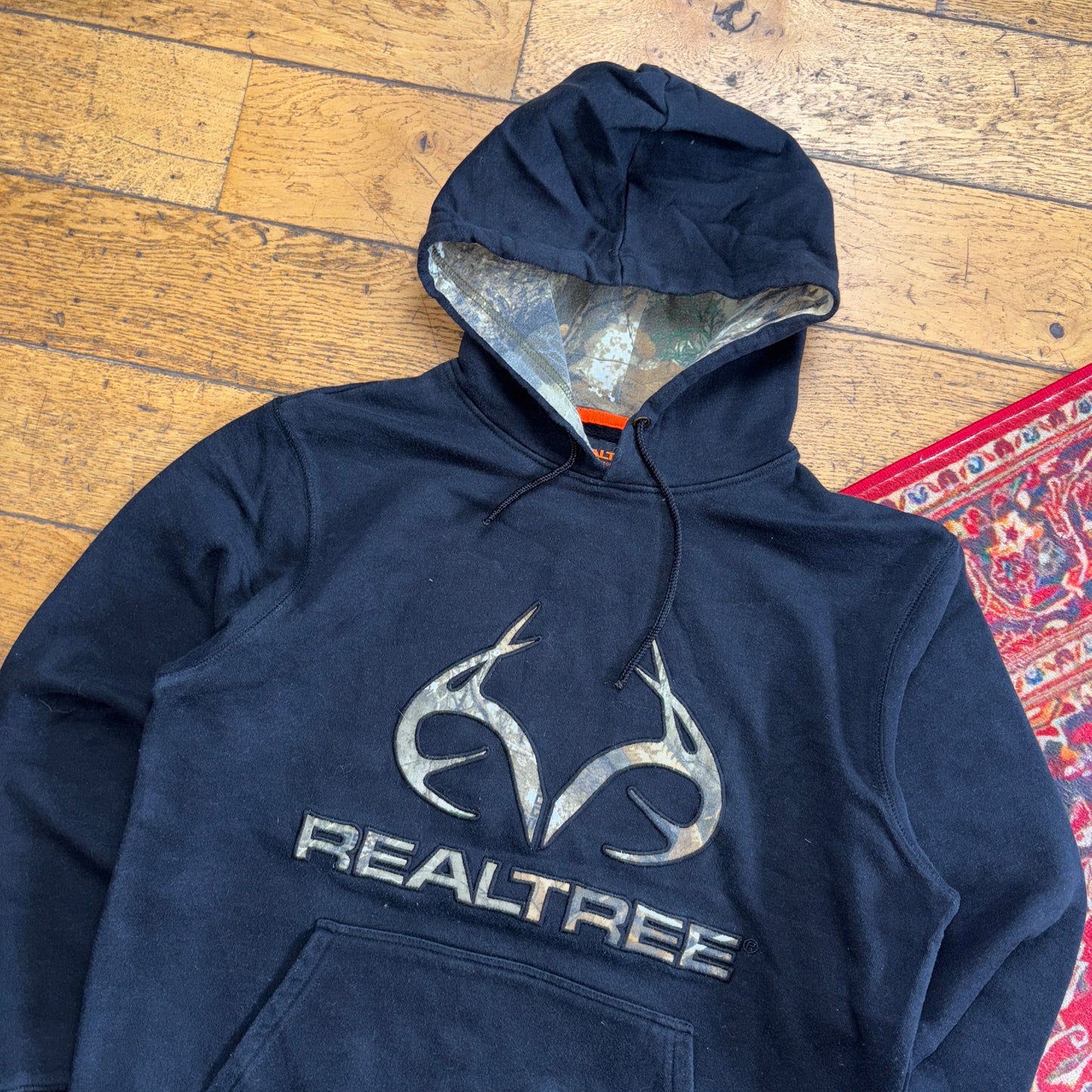 Vintage Realtree Camo Black Hoodie Sweatshirt - M
