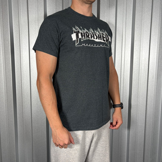 Thrasher Grey Skate Graphic T-Shirt - S