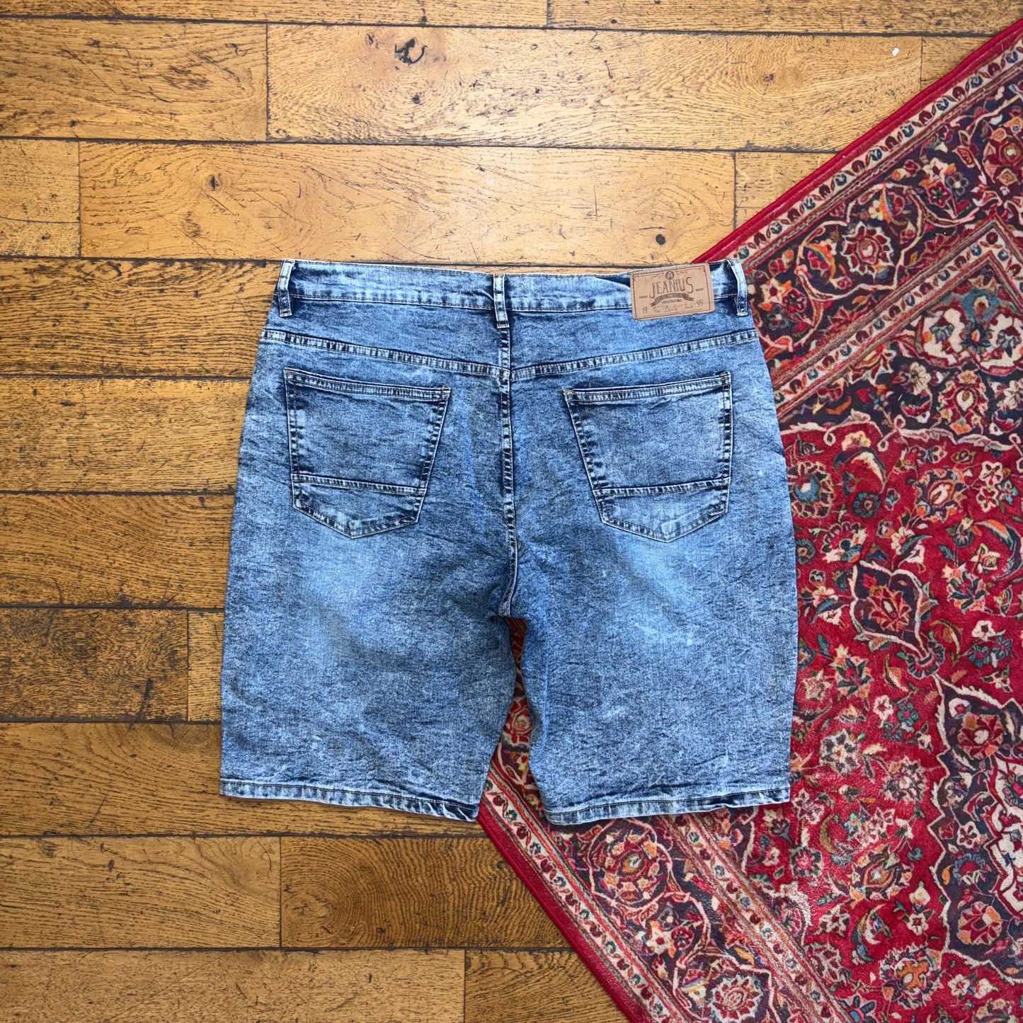 Vintage Blue Moto Denim Shorts - 40