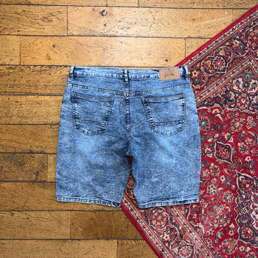 Vintage Blue Moto Denim Shorts - 40