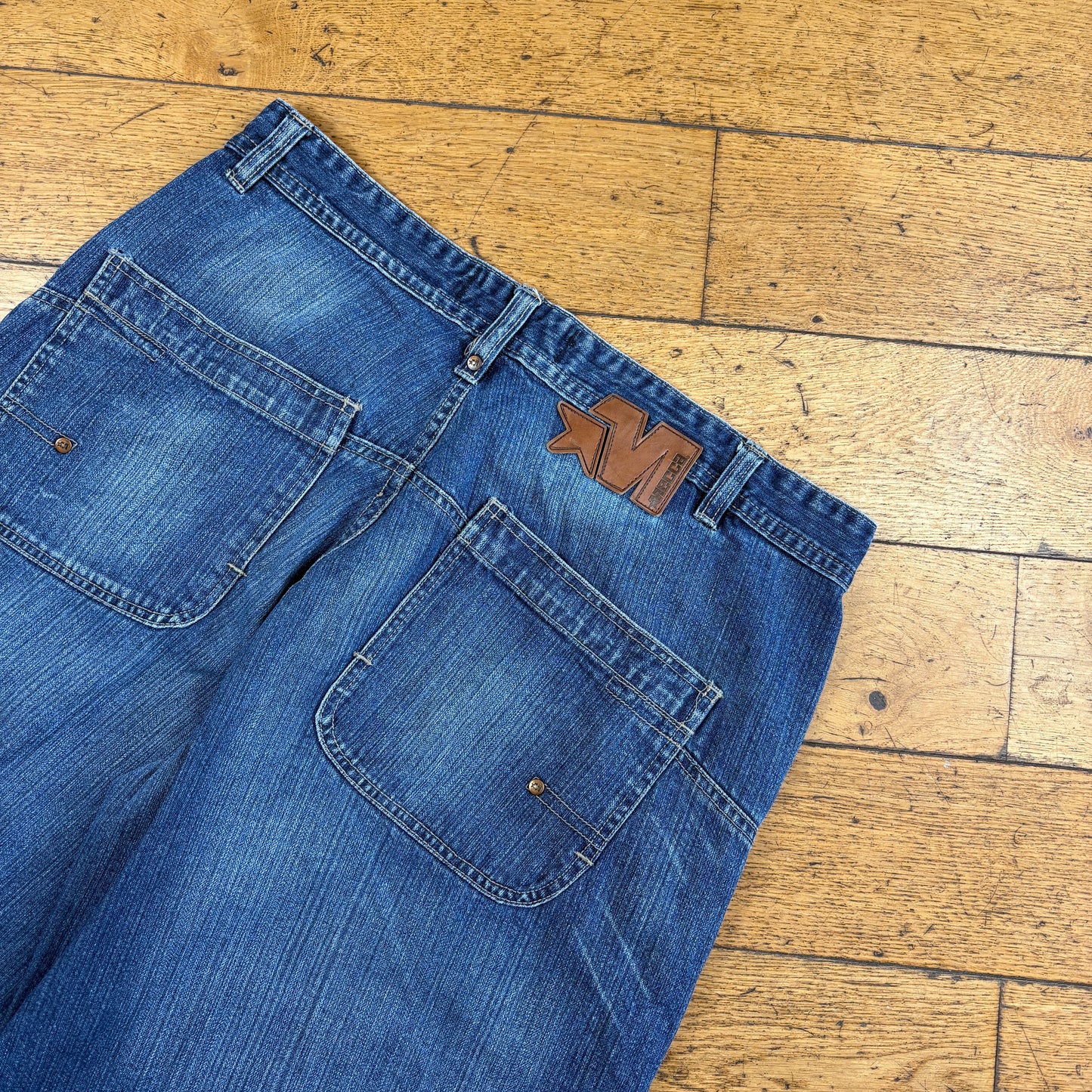 Vintage Mecca Embroidered Blue Hip Hop Baggy Shorts Jorts - 38