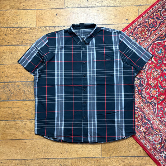 Vintage Oakley Black Check Short Sleeve Shirt - 2XL