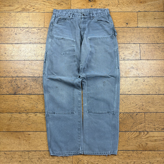 Vintage Dickies Grey Double Knee Workwear Carpenter Baggy Trousers - 34