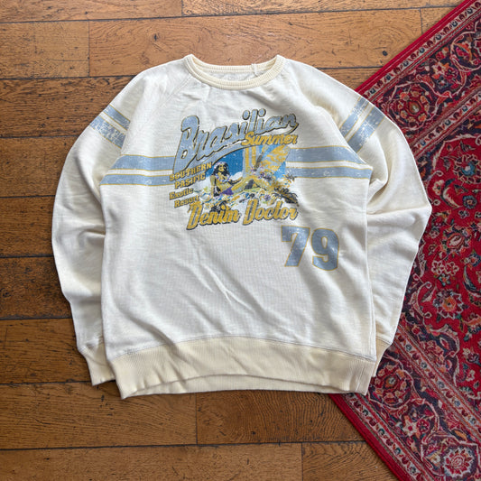 Vintage 90s Graphic Cream Surfwear Sweatshirt - M