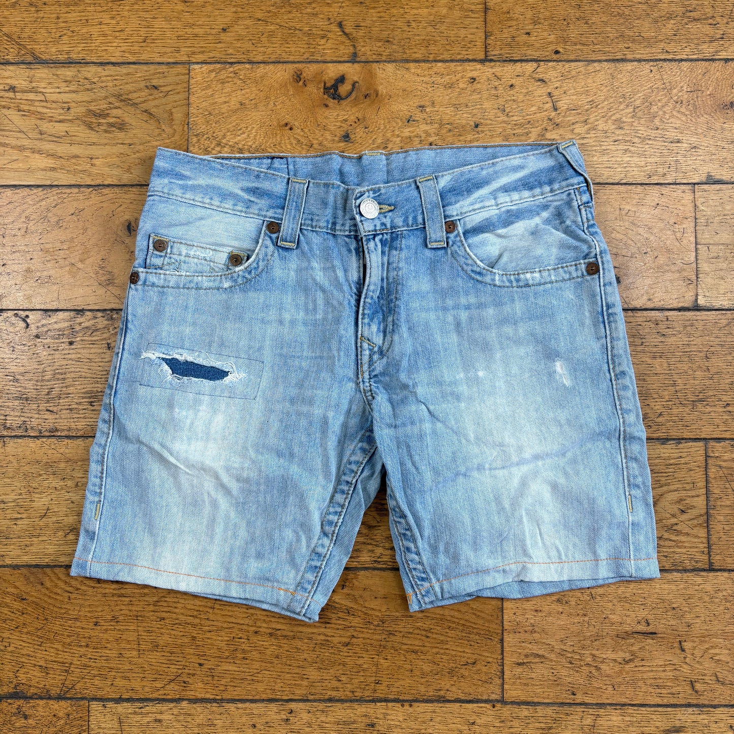 Vintage True Religion Blue Embroidered Y2K Shorts Jorts - 32