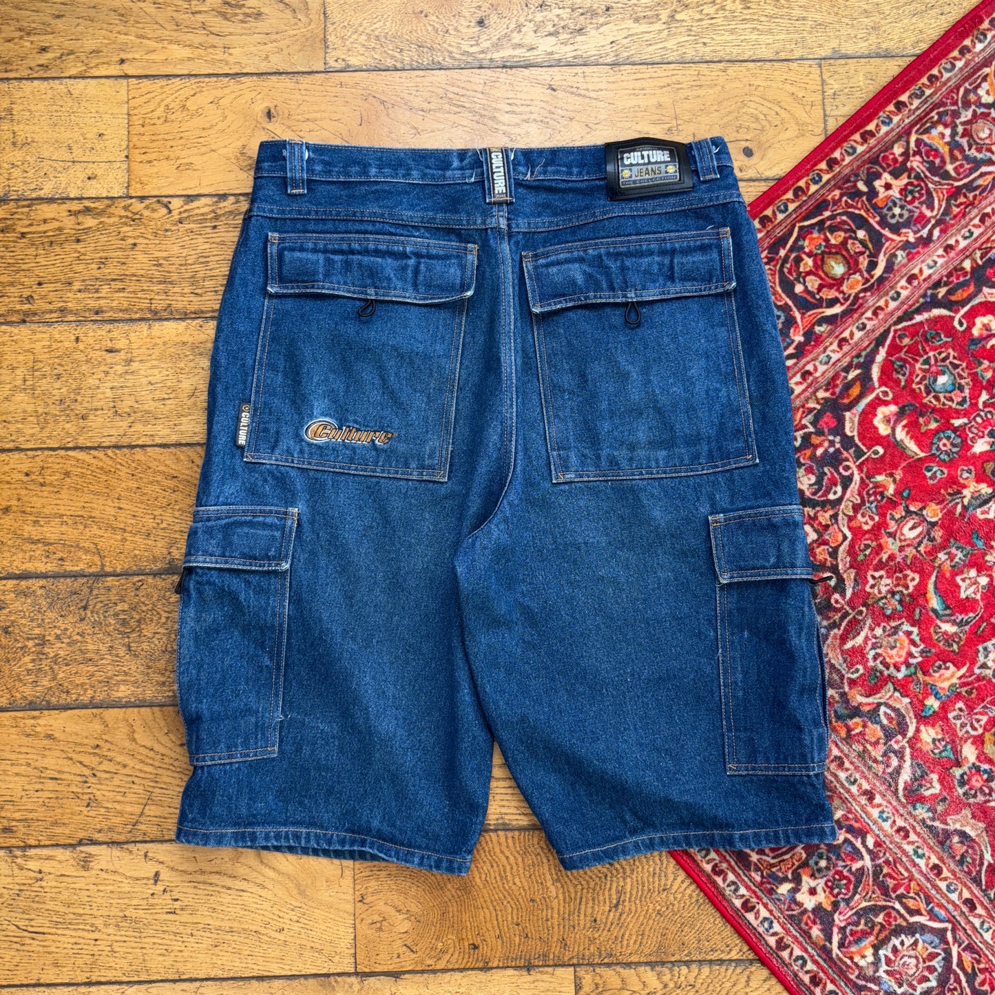 Vintage Culture Jeans Y2K Embroidered Hip Hop Baggy Shorts Jorts - 36