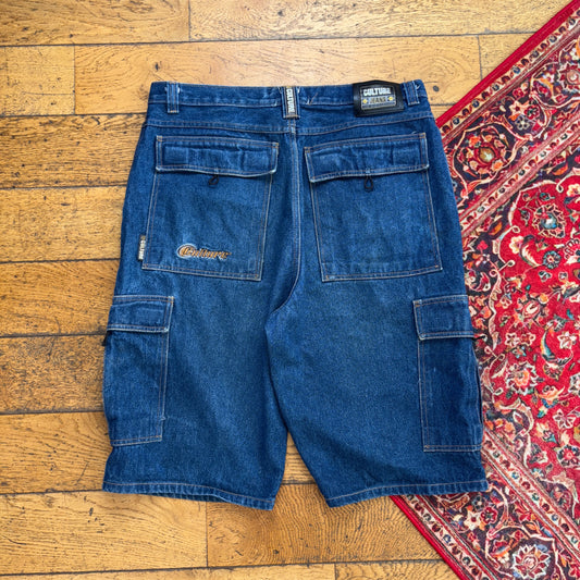Vintage Culture Jeans Y2K Embroidered Hip Hop Baggy Shorts Jorts - 36