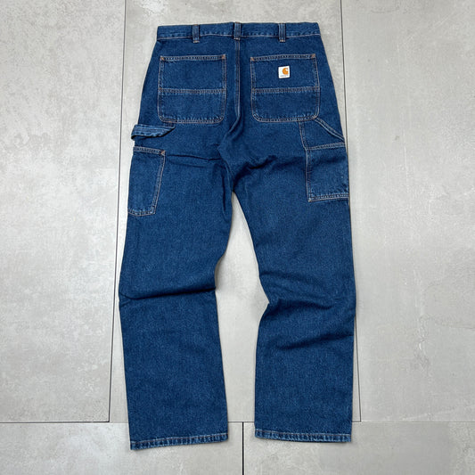 New Carhartt Double Knee Carpenter Baggy Blue Jeans - 34