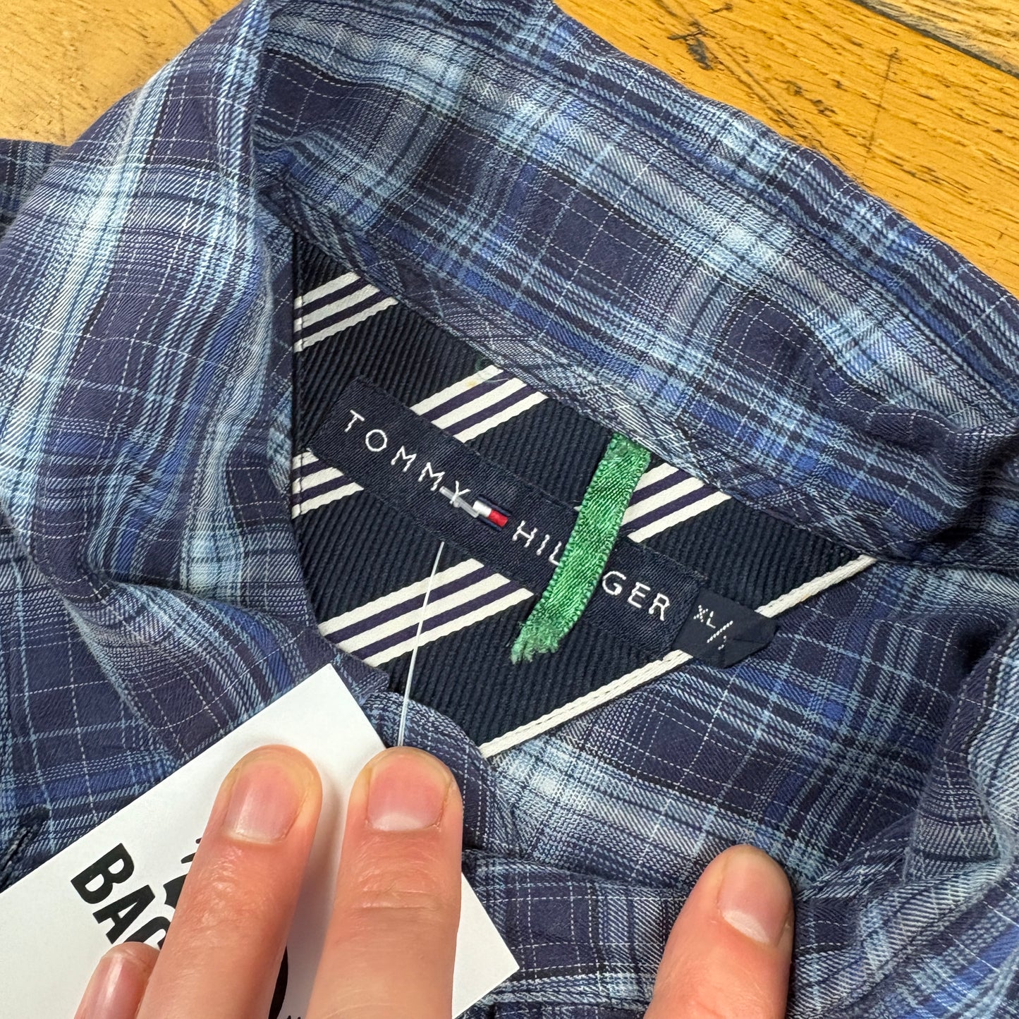 Vintage Tommy Hilfiger Blue Check Embroidered Shirt - XL