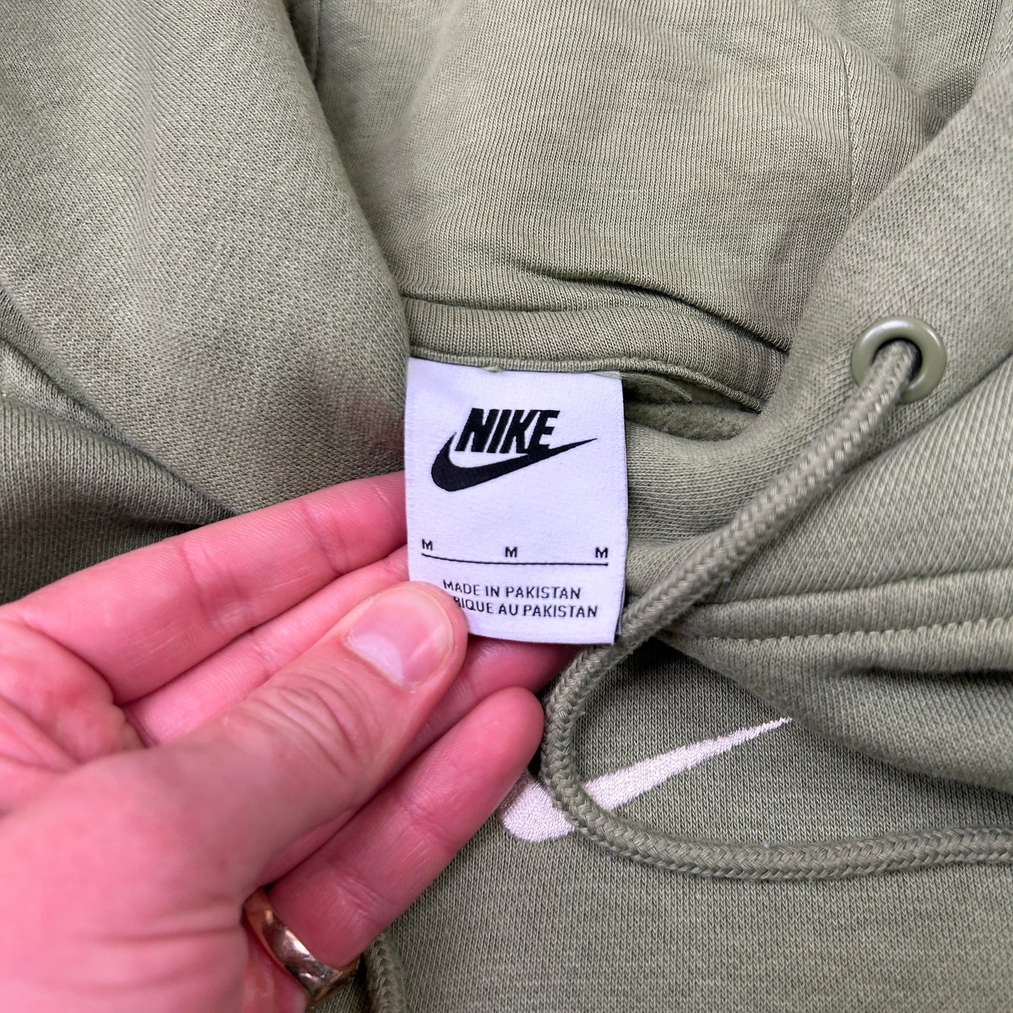 Vintage Nike Centre Swoosh Green Embroidered Hoodie Sweatshirt - L