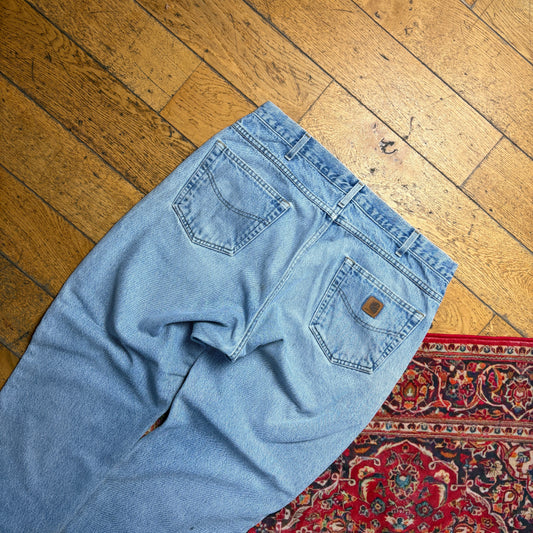 Vintage Carhartt Blue Workwear Carpenter Baggy Tapered Jeans - 40S