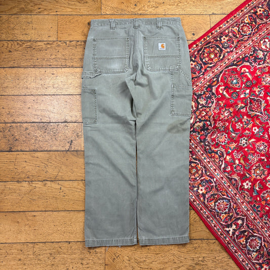 Vintage Carhartt Green Workwear Carpenter Baggy Trousers - 32