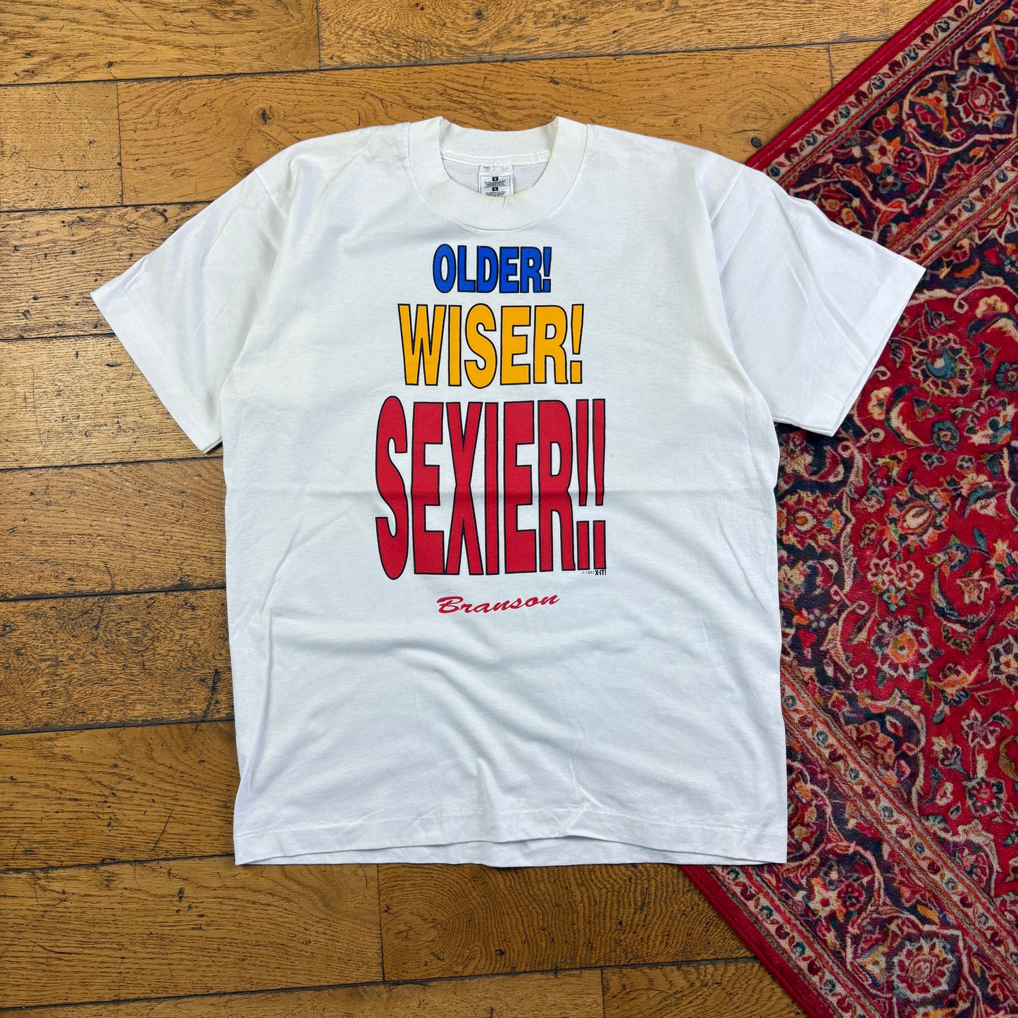 Vintage 1993 Funny Slogan White Single Stitch Graphic T-Shirt - S