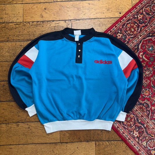 Vintage 90s Adidas Blue Embroidered Sweatshirt - XL
