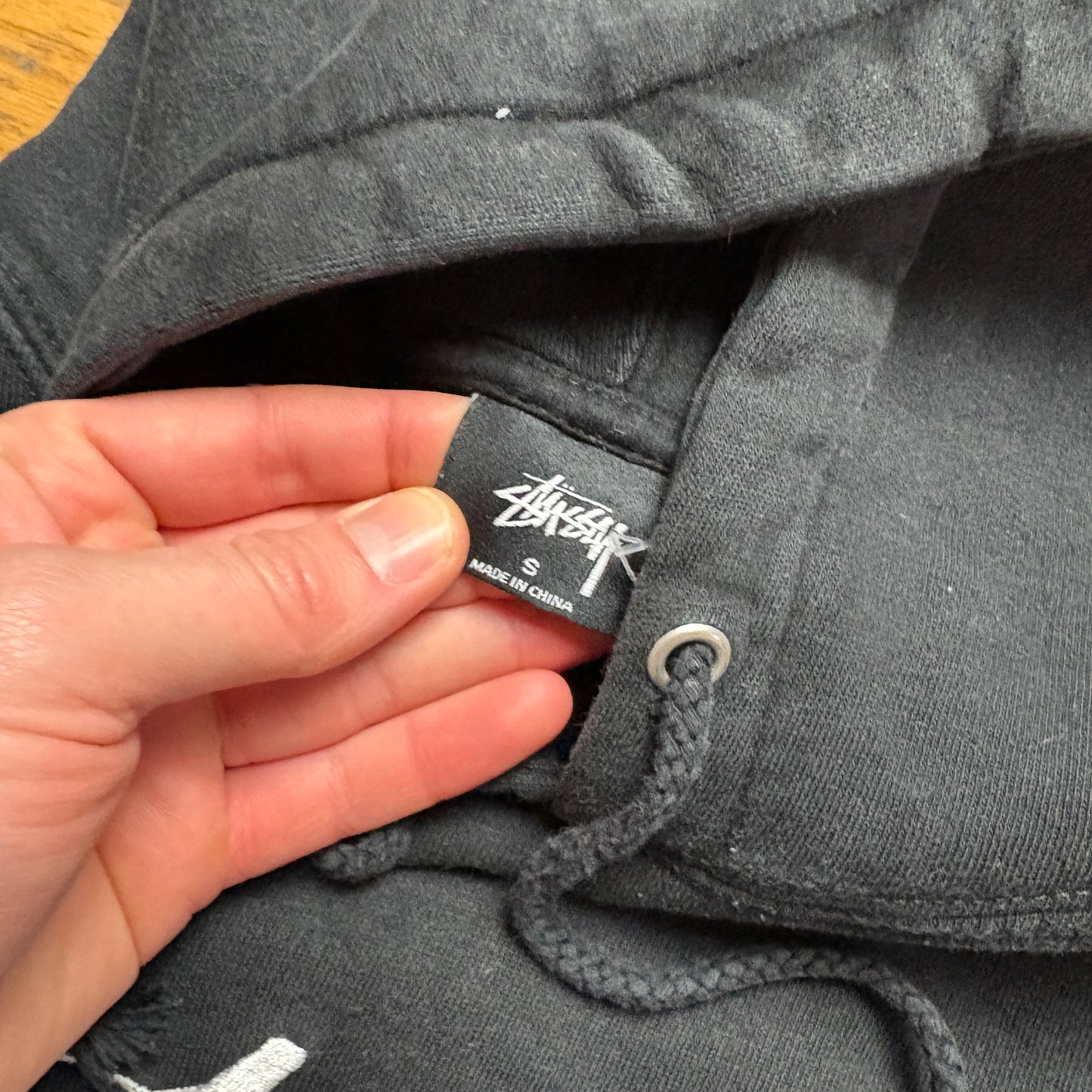 Vintage Stussy Black Embroidered Hoodie Sweatshirt - S