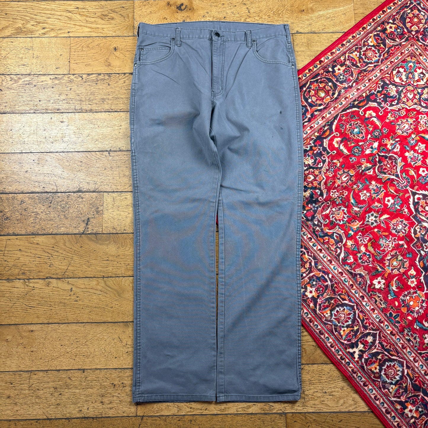 Vintage Dickies Workwear Carpenter Baggy Grey Trousers - 36