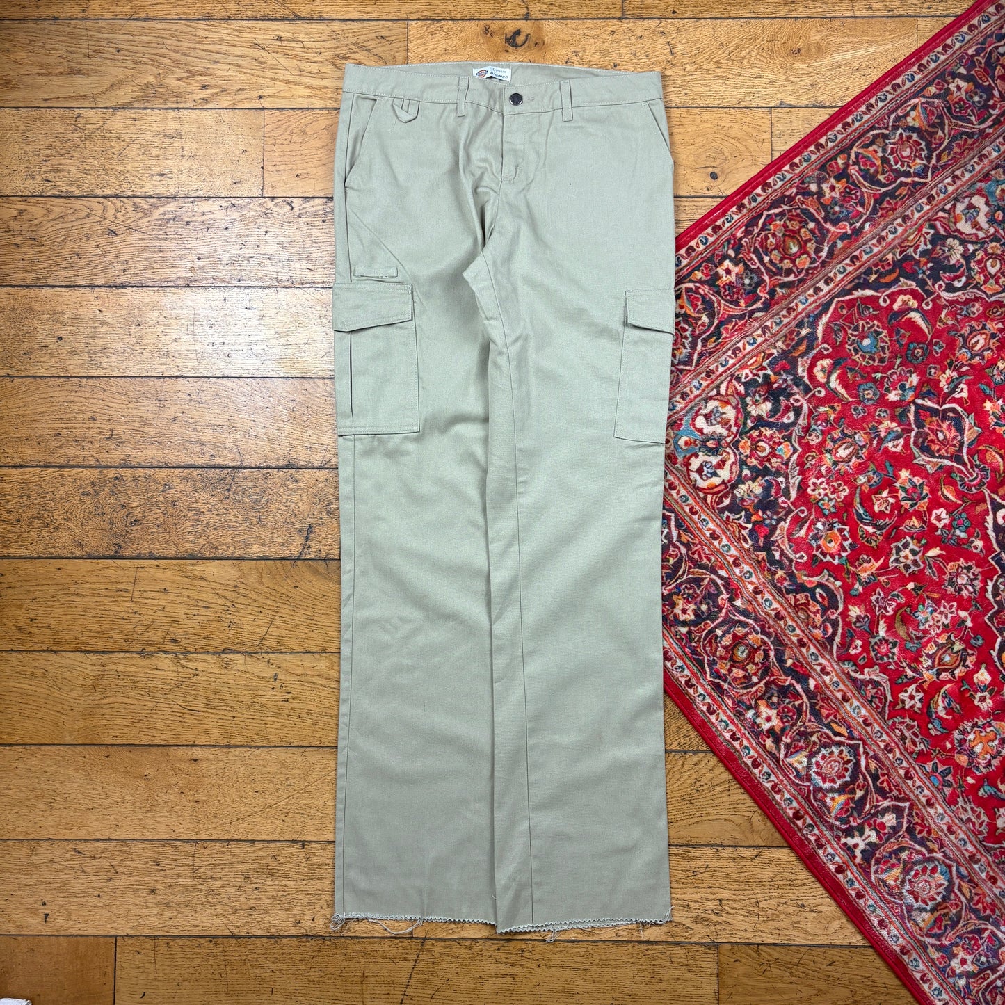 Vintage Dickies 874 Cream Cargo Skate Chino Trousers - 34