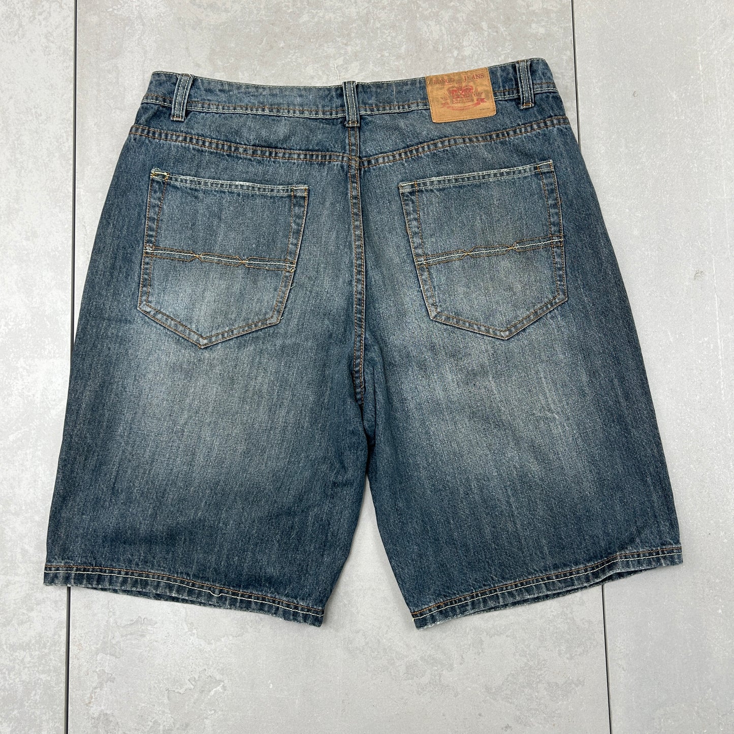 Vintage Embroidered Hip Hop Baggy Blue Shorts Jorts - 38