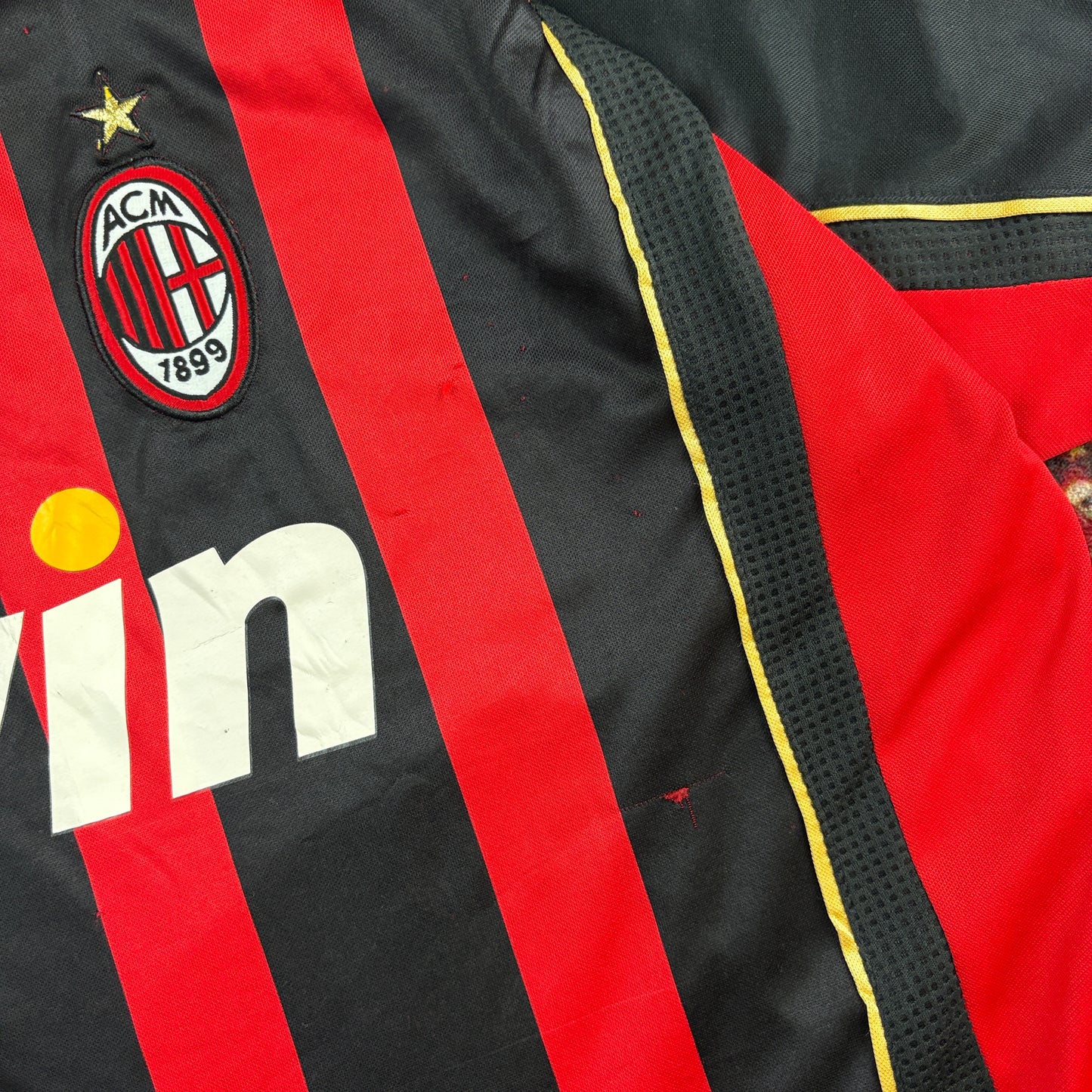 Vintage AC Milan Pirlo Red Black Football Kit Shirt - XL