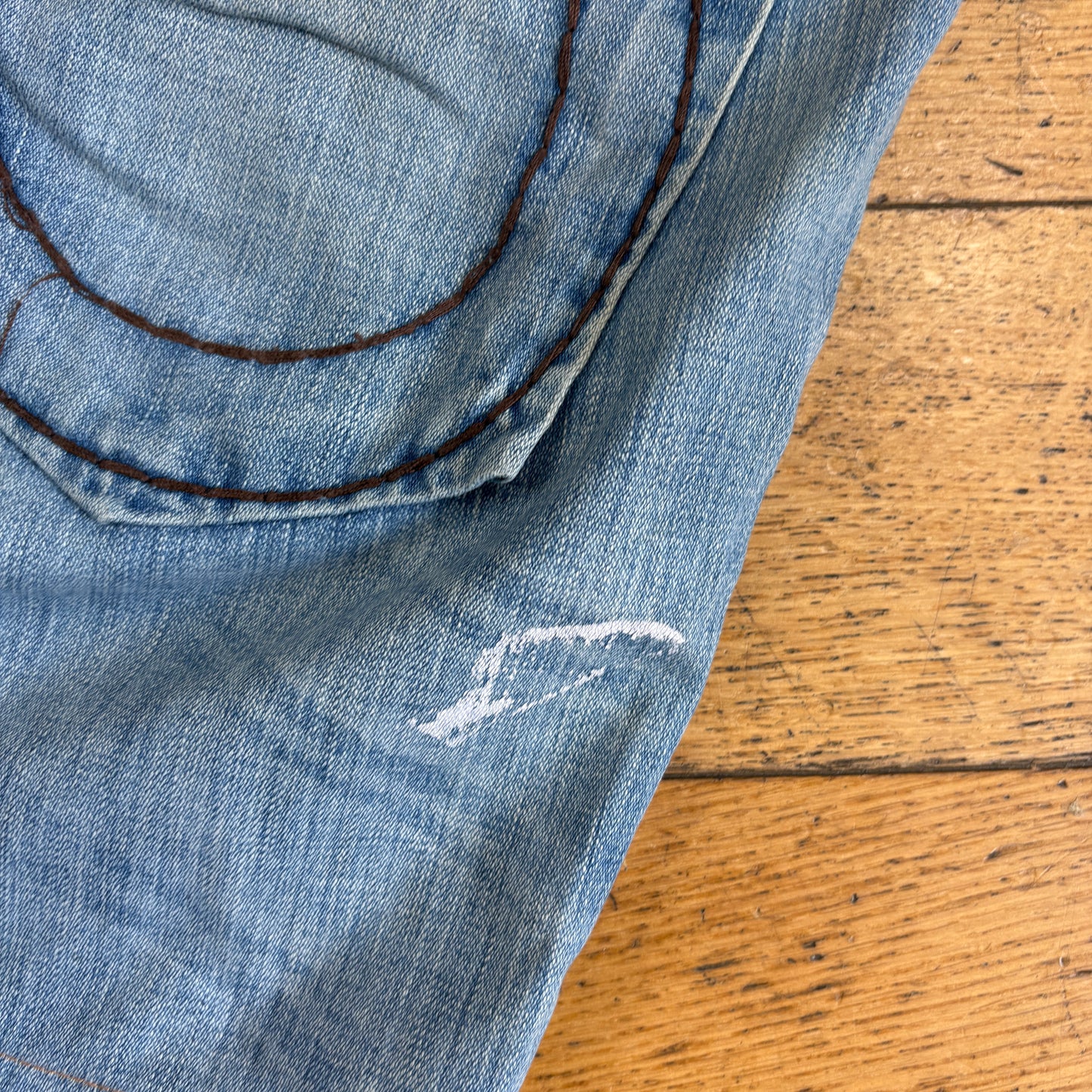 Vintage True Religion Blue Embroidered Y2K Shorts Jorts - 38