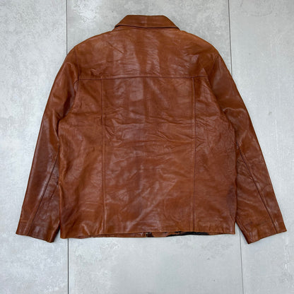 Vintage Leather Zip Up Jacket - X-Large