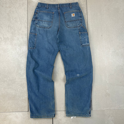 Vintage Carhartt Blue Workwear Carpenter Baggy Jeans - 34