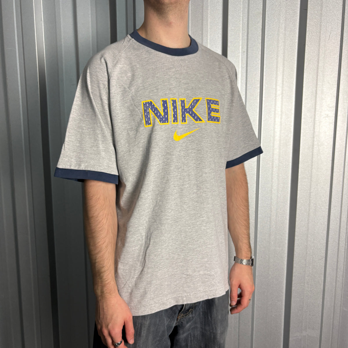 Nike Grey 90s Ringer Graphic T-Shirt - XL