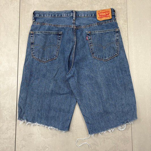 Vintage Levis 550 Baggy Blue Denim Shorts - 36