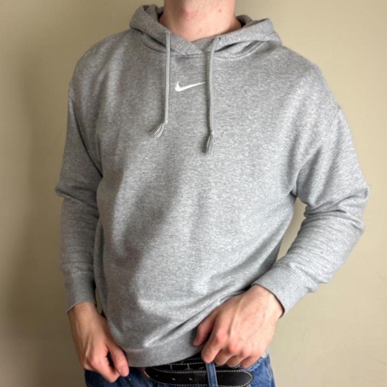 Vintage Nike Centre Swoosh Grey Hoodie Sweatshirt - S