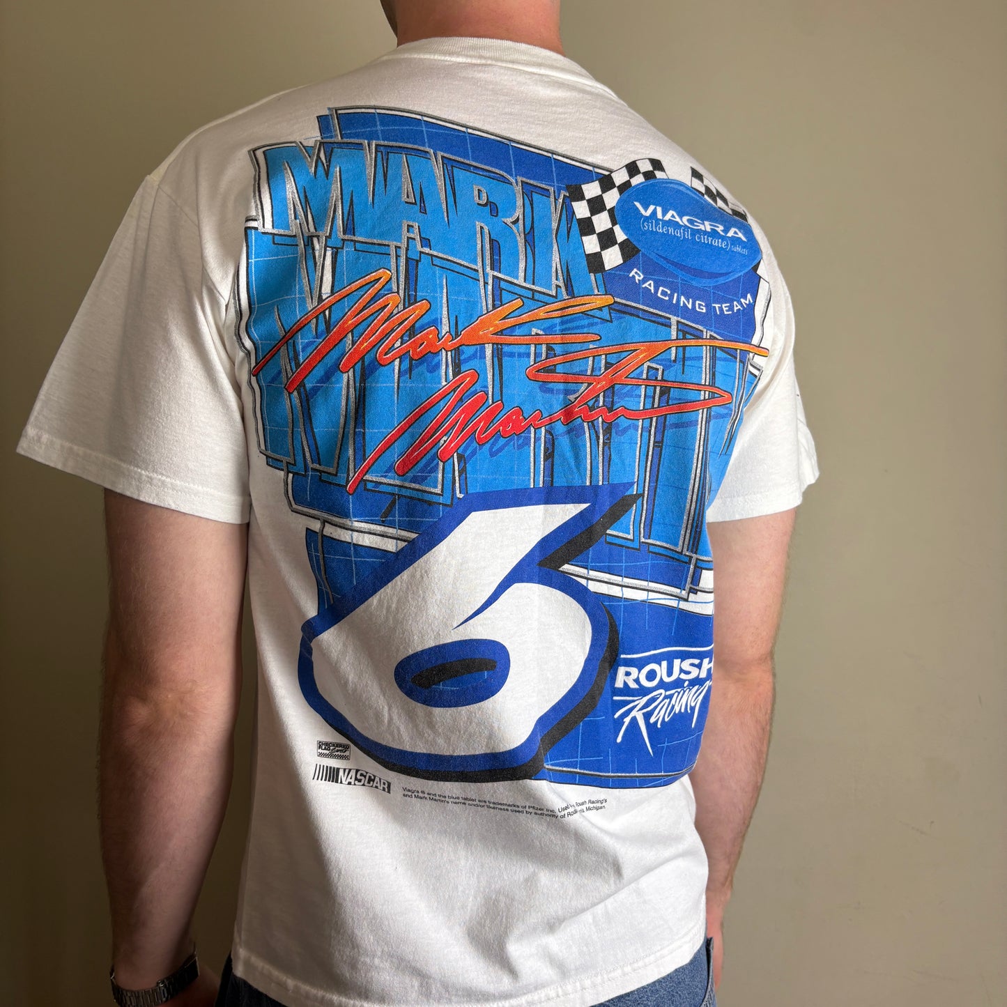 Vintage Nascar Viagra White Graphic T-Shirt - S