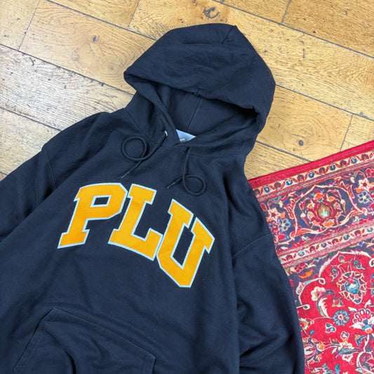 Vintage Champion Black USA College Embroidered Hoodie Sweatshirt - XL