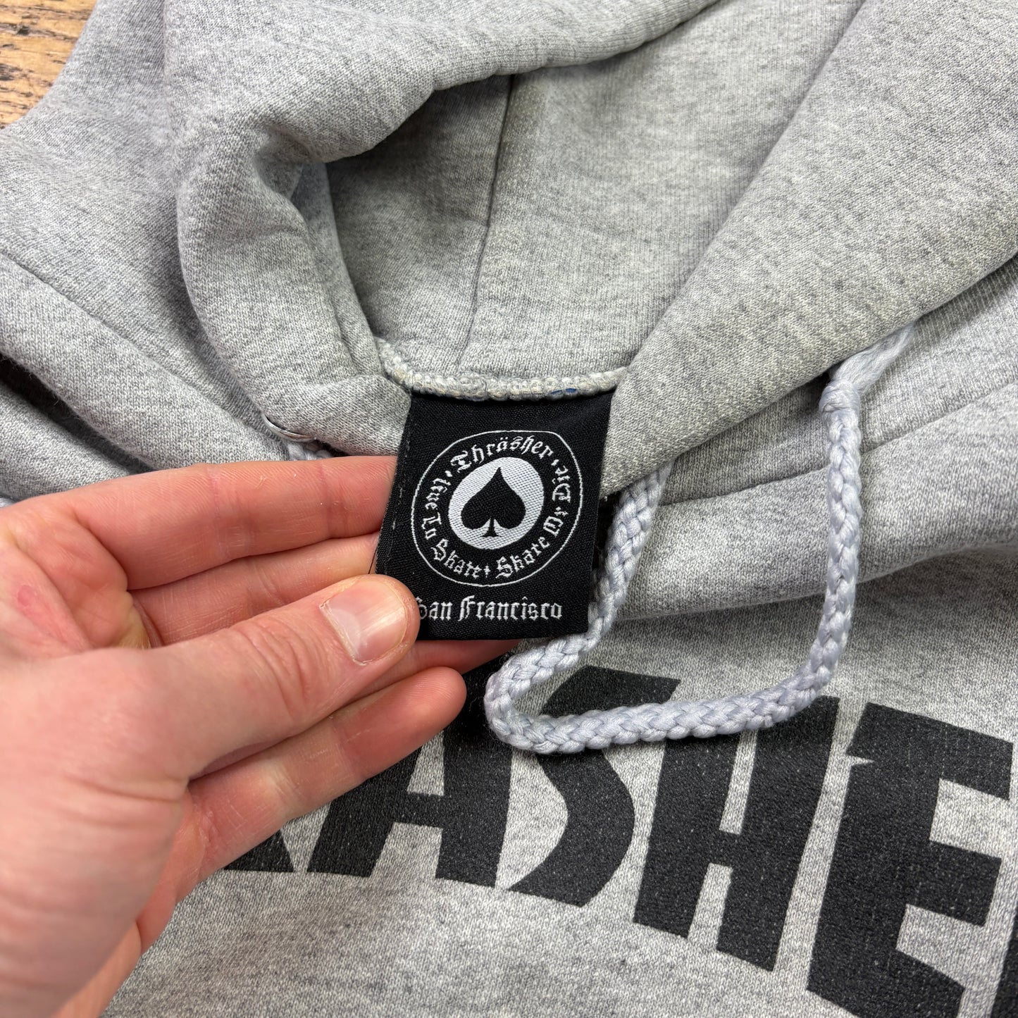 Vintage Thrasher Grey Skate Hoodie Sweatshirt - L