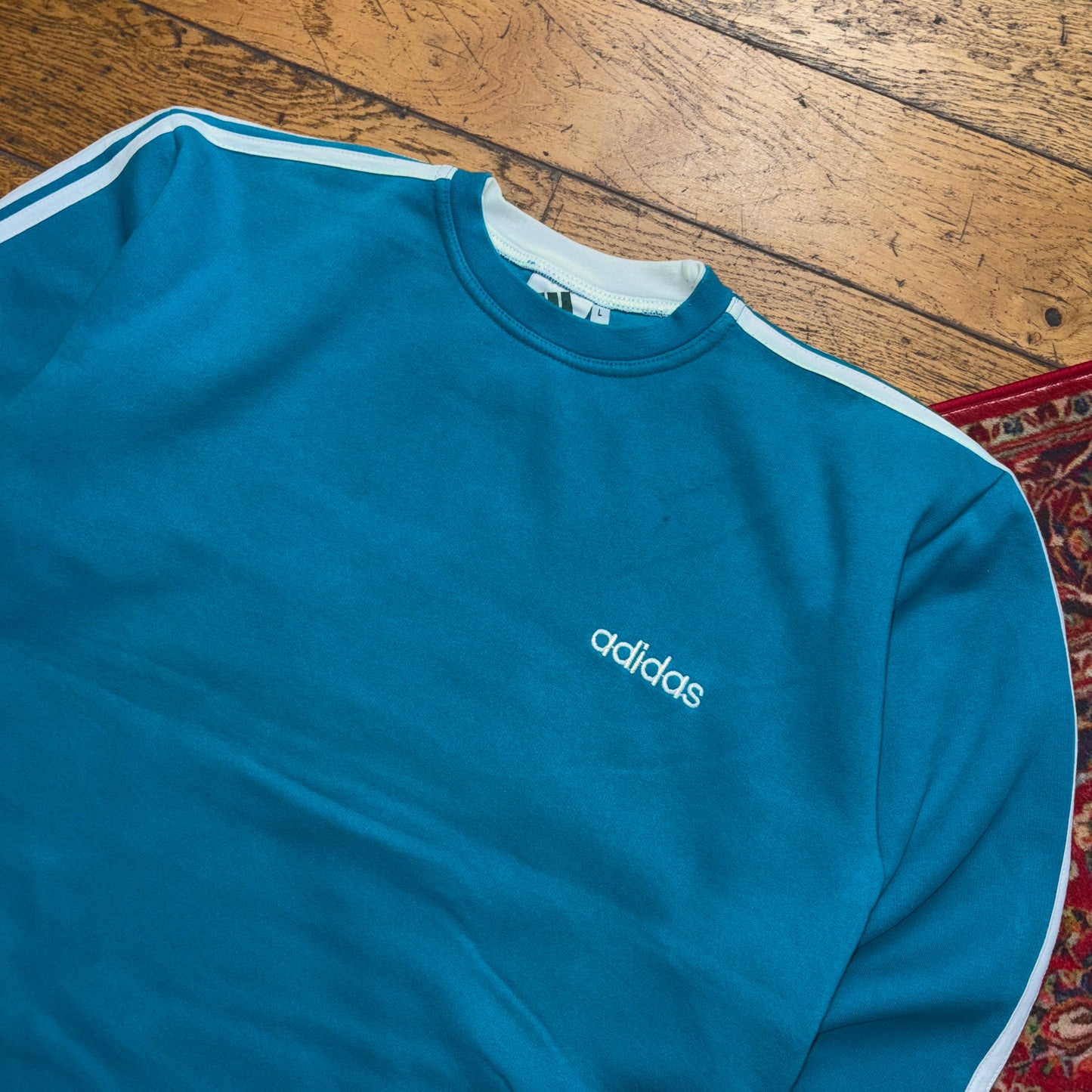 Vintage 90s Adidas Blue Embroidered Sweatshirt - XL