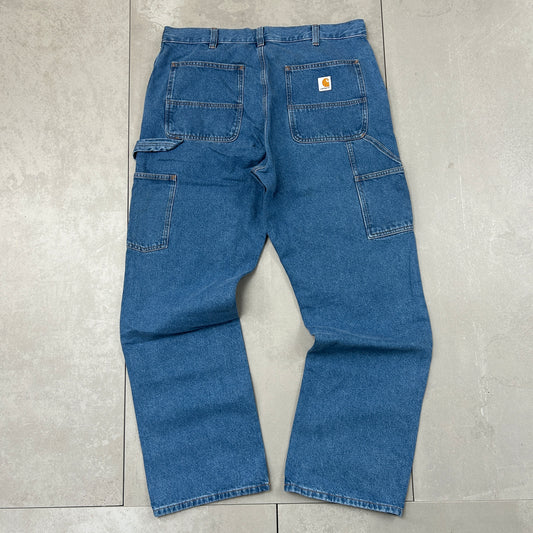 New Carhartt Double Knee Carpenter Baggy Blue Jeans - 36
