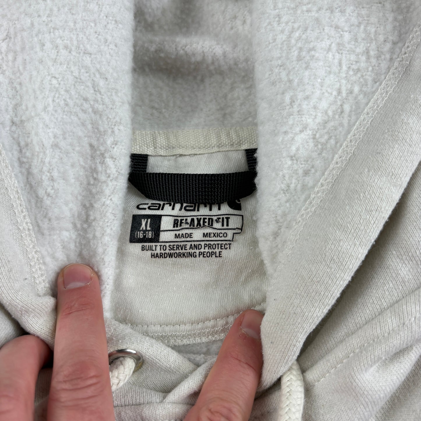 Vintage Carhartt Womens White Hoodie Sweatshirt - XL