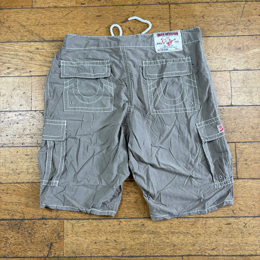 Vintage True Religion Brown Cargo Embroidered Y2K Shorts Jorts - 38