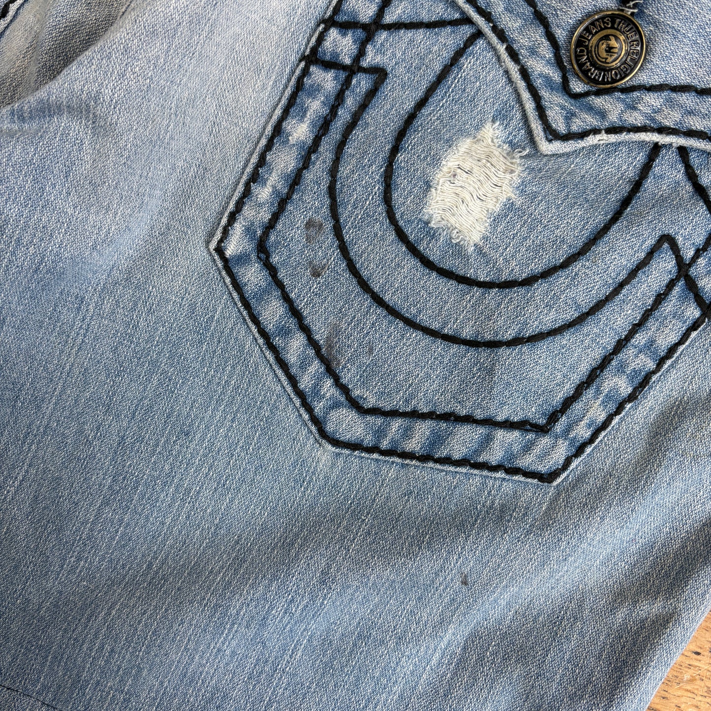 Vintage True Religion Blue Embroidered Y2K Shorts Jorts - 40