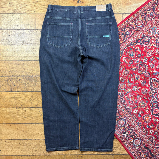 Vintage Grey Embroidered Y2K Hip Hop Baggy Jeans - 42