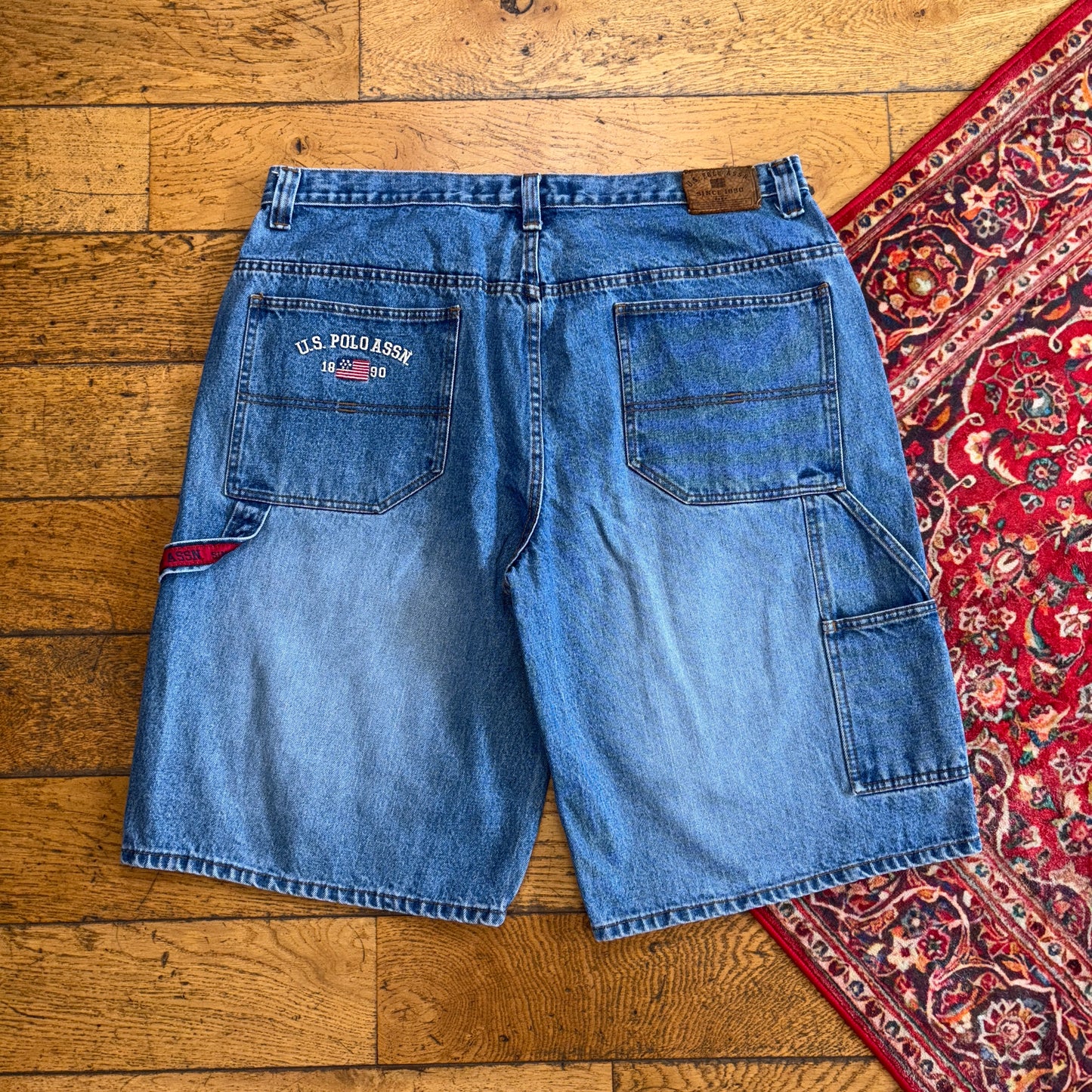 Vintage US Polo ASSN Embroidered Hip Hop Baggy Blue Shorts Jorts - 40