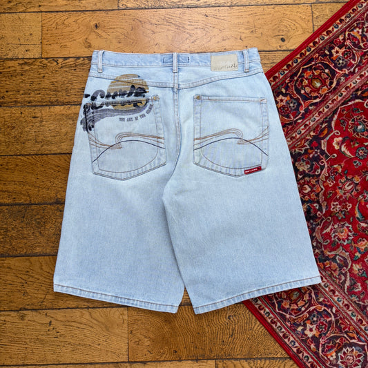 Vintage Rip Curl Blue Surfwear Embroidered Hip Hop Baggy Shorts Jorts - 34