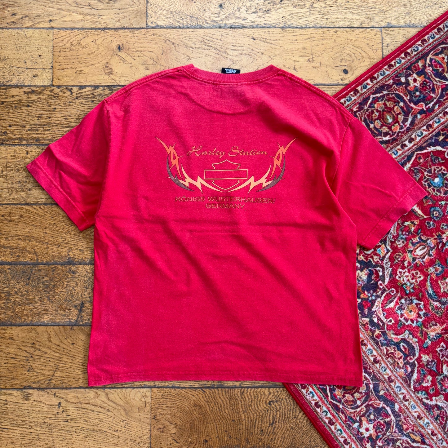 Vintage Harley Davidson Red Boxy Graphic T-Shirt - S