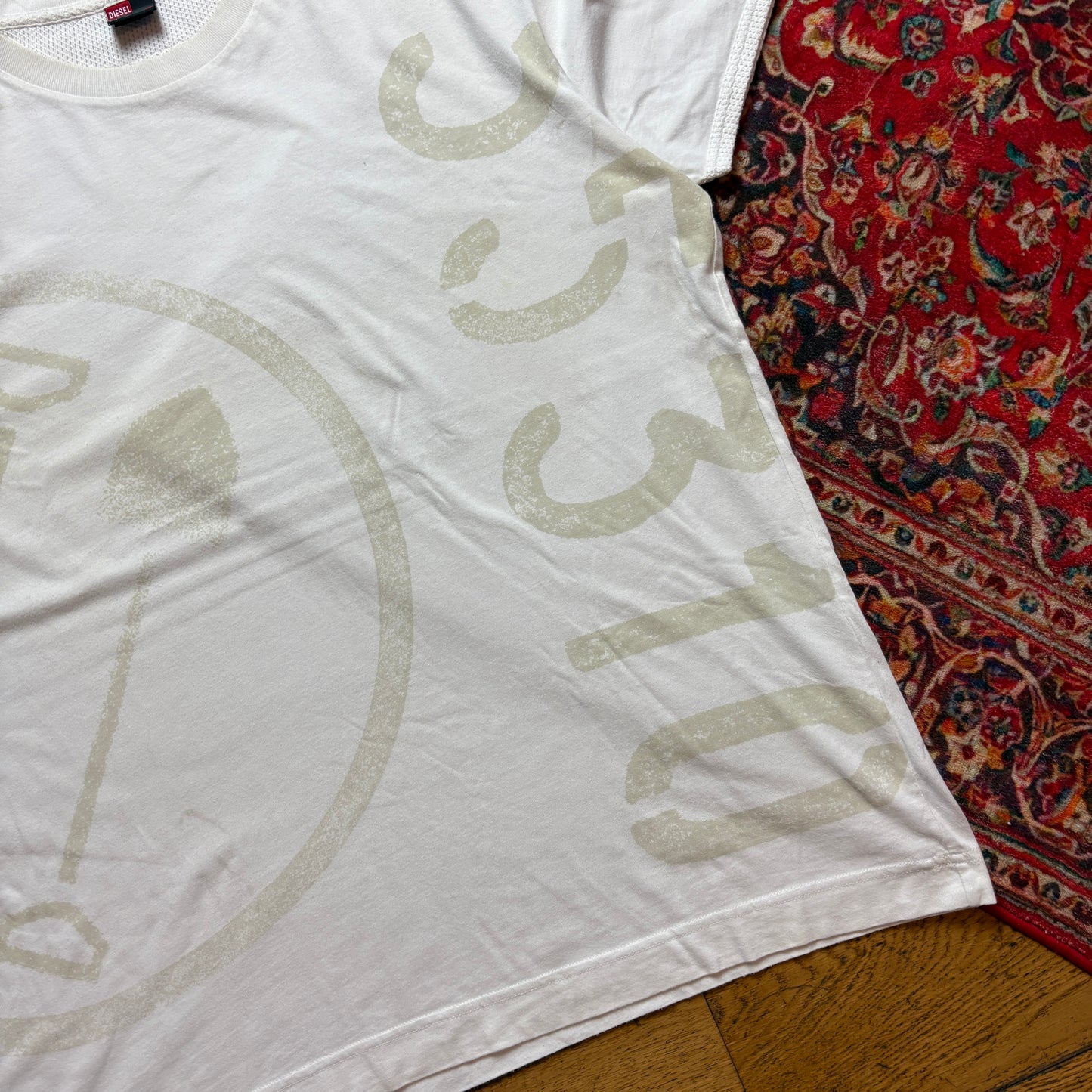 Vintage Diesel White Cream Graphic T-Shirt - L